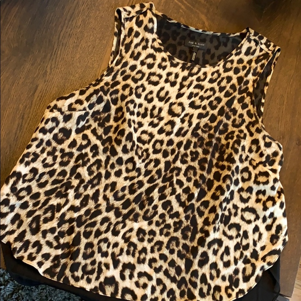 rag & bone cheetah print silk tank